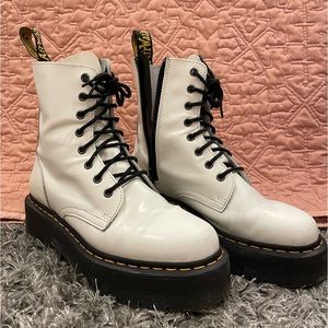 doc martens white jadon smooth leather platform boots